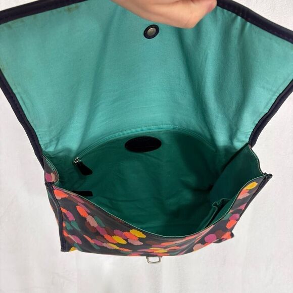 Fossil Navy with Colorful Dot Print Coated Canvas Messenger Bag - Picture 12 of 13